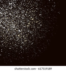 Dark grainy texture on black background. Vector illustration.