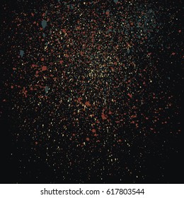 Dark grainy texture on black background. Vector illustration.