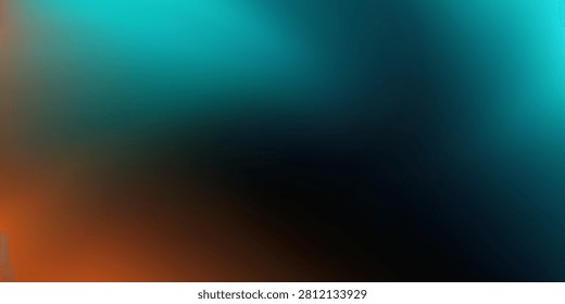 Dark grainy textured web banner poster cover design, teal orange cyan black smooth color gradient background, copy space