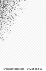 Dark Gravel Vector Transparent Background. Gloomy Flying Sand Layout. Grainy Round Magazine. Black Dotted Creative Poster. Trendy Powder. Dynamic Grit Flyer.