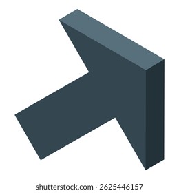 Dark gray 3d arrow is pointing up and to the right