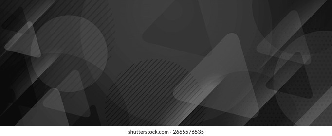 Dark gray abstract background with layered geometric shapes and lines creating a sense of depth.