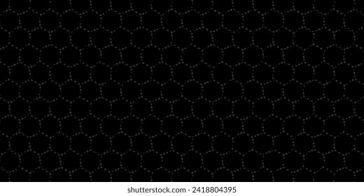 Banner horizontal extenso y gris oscuro abstracto con rejilla hexagonal de fibra de carbono.patrón punto