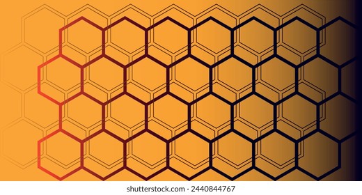 banner horizontal ancho abstracto gris oscuro con cuadrícula de fibra de carbono hexagonal, vector eps10