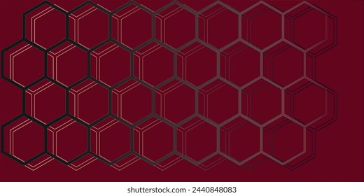 dark gray abstract wide horizontal banner with hexagon carbon fiber grid, vector eps10