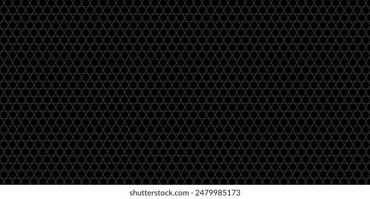 Dark gray abstract wide horizontal banner with hexagon carbon fiber grid and orange glowing lines. Orange neon lines vector background, eps10.