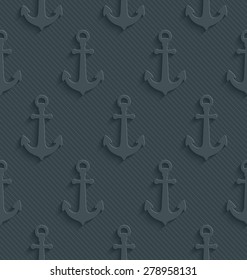Dark gray anchors wallpaper. 3d seamless background. Vector EPS10.
