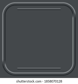 Dark gray background with a convex volumetric frame. Vector illustration.