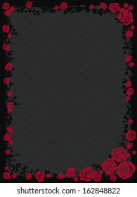 Dark Gray background with frame of red roses