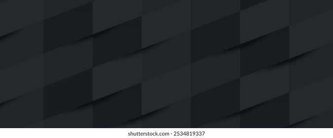 Dark gray background with a geometric pattern. Background a textured, layered design in shades of gray, creating depth. Vector design. Gradient geometric pattern background. Black background vector.