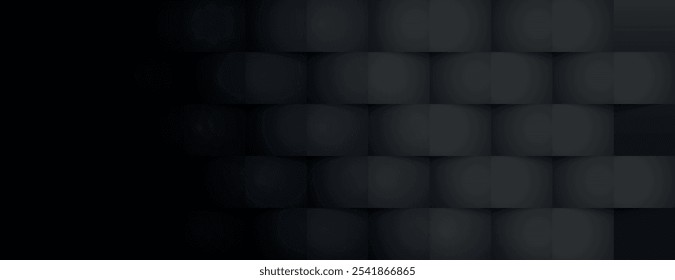 Un fondo gris oscuro con una textura degradada. El fondo presenta un patrón de cuadrícula. El color gris le da al fondo un aspecto elegante. Moderno Vector de fondo de patrón a cuadros 3D