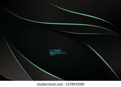 Dark gray background with green and blue luminous stripes. Modern futuristic luxury backgrounds. illustration vector EPS 10