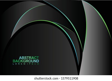 Dark gray background with green and blue luminous stripes. modern futuristic luxury background. EPS 10