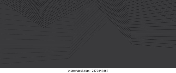 Dark gray background with layered line patterns. The background has a modern, geometric style. Gray color enhances the sleek design. Aesthetic  vector. Black background.