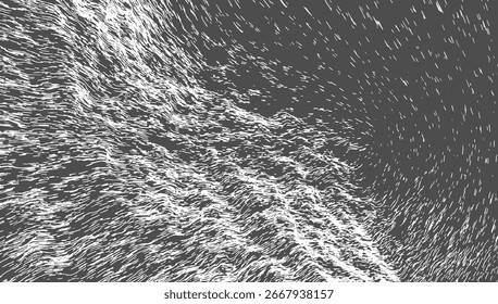 A dark gray background with many white abstract lines and streaks creating a textured and dynamic pattern.