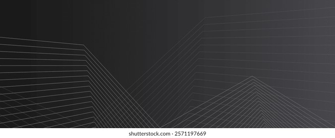 Dark gray background with a modern, geometric style. The background features gray lines forming abstract mountain shapes on a gray backdrop. Geometric gradient background vector. Black background.