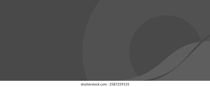 Dark gray background with smooth, flowing curves. The background is sleek and modern, featuring a gray color and subtle texture. Wave background vector. Gray background.