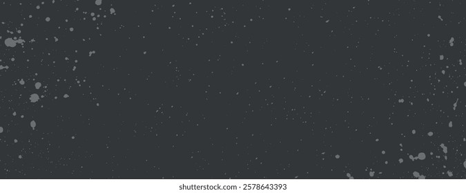 Dark gray background with splatter texture. The background is gray with scattered spots, creating a dynamic and artistic style. Aesthetic background vector. Black background.