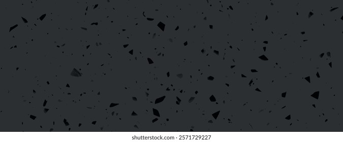 Dark gray background, terrazzo style background with scattered black flecks, creating a textured, modern background. Minimal terrazzo pattern, speckled texture background vector