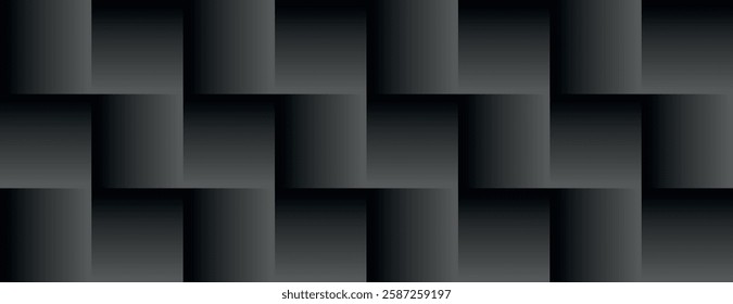 Dark gray background with a woven texture. The background features a gray gradient, creating a 3D effect with gray tones. Square pattern background vector. Gray background.