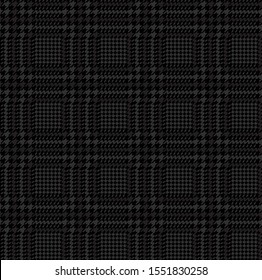Dark gray and black glen check pattern. Stylish hounds tooth plaid design.