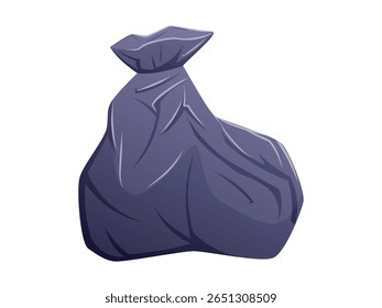 Saco de lixo de desenhos animados cinza escuro isolado em branco, empatado ilustração de saco de lixo perfeito para o gerenciamento de resíduos, reciclagem, saneamento e projetos de design com tema ecológico.