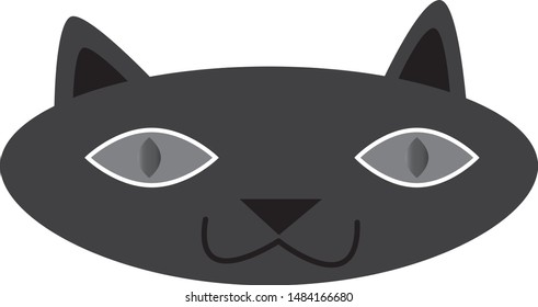 Dark gray cat head and contrasting white background