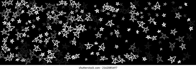 Dark Gray Chaotic Bright Childish Kids Handdrawn Stars. Sky Stars Retro Art White Monochrome Night Grey Stars Wallpaper. Black Naive Simple Chaotic Retro Black Naive Handdrawn Illustration.