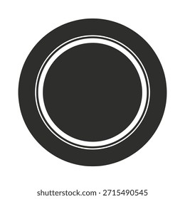 Círculo gris oscuro con anillos concéntricos blancos sobre fondo blanco forma geométrica