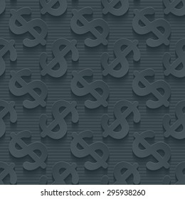 Dark gray currency symbols wallpaper. 3d seamless background. Vector EPS10. See others in My Perforated Paper Sets.