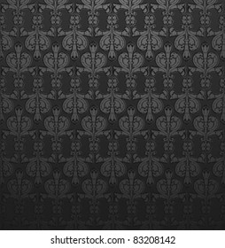Dark Gray Damask Ornate Wallpaper
