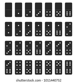 dark gray dominoes on a white background in a flat style set