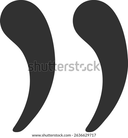 Dark gray double quotes symbol on a white background indicating citing or quoting someone, perfect for educational or communication related projects