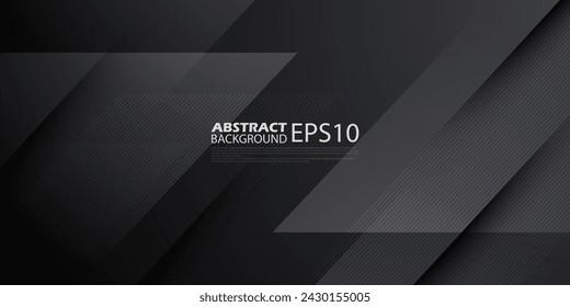 Dark gray dynamic abstract vector background with straight shadow, blend wavy line, and simple lights. Creative premium gradient. 3d cover of business design. Eps10 vector