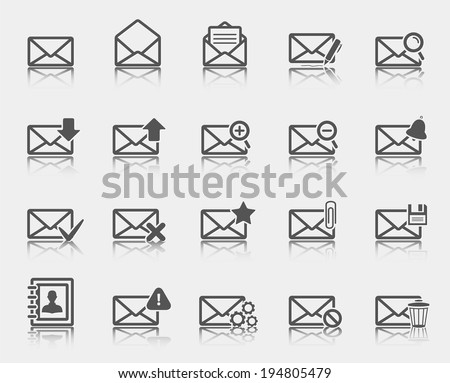 Dark gray email icons.Vector illustration.