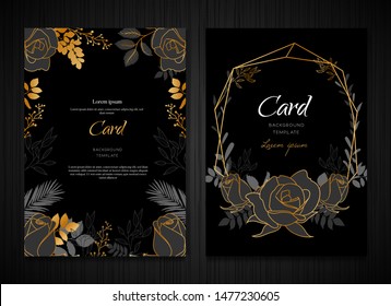 Dark Gray Floral Wedding Card Invitation Template