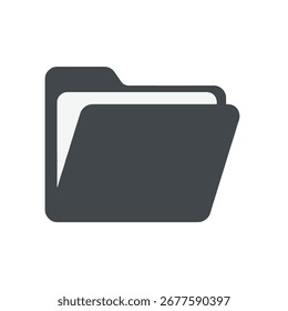 Dark gray folder holds white documents on a plain white surface, conveying simplicity and organization.