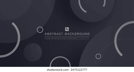 Dark gray gradient illustration background with curved and circle shapes. Abstract 3d background design with simple geometric style. Cool design. Eps10 vector