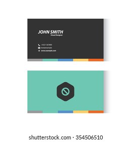 Dark gray and green business card with letter O