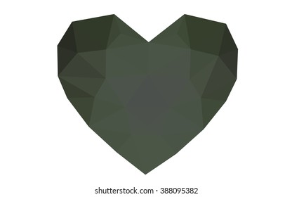Dark Gray heart isolated on white background. Geometric rumpled triangular low poly origami style gradient graphic illustration. Vector polygonal design for your business.