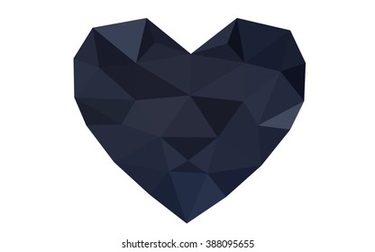 Dark Gray heart isolated on white background. Geometric rumpled triangular low poly origami style gradient graphic illustration. Vector polygonal design for your business.