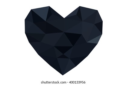 Dark Gray heart isolated on white background. Geometric rumpled triangular low poly origami style gradient graphic illustration. Vector polygonal design for your business.