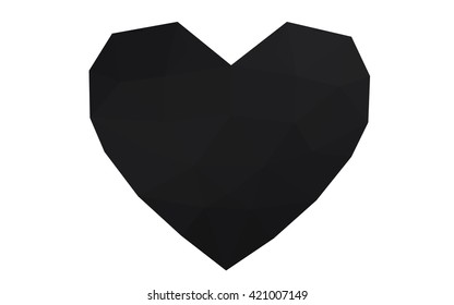 Dark Gray heart isolated on white background. Geometric rumpled triangular low poly origami style gradient graphic illustration. Vector polygonal design for your business.