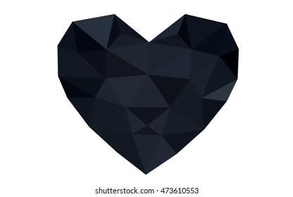 Dark Gray heart isolated on white background. Geometric rumpled triangular low poly origami style gradient graphic illustration. Vector polygonal design for your business.