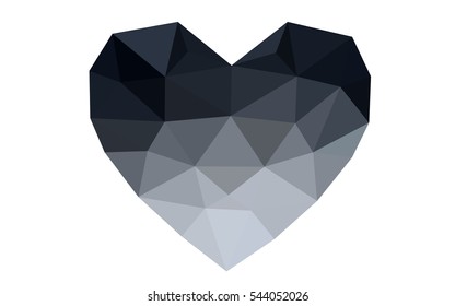 Dark Gray heart isolated on white background. Geometric rumpled triangular low poly origami style gradient graphic illustration. Vector polygonal design for your business.