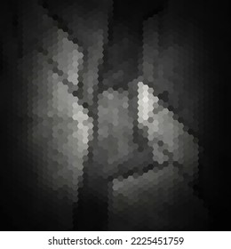 Dark gray hexagonal texture tech background, black, 3d rendering illustration