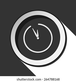 dark gray icon with clock and stylized shadow