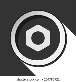 dark gray icon with nuts and stylized shadow
