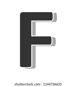 dark gray letter F with hatching