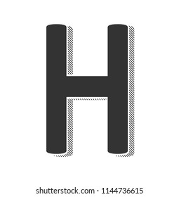 dark gray letter H with hatching